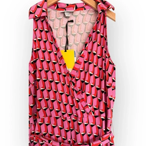 Diane von Furstenberg Geometric Wrap Jumpsuit – Size M (NWT)